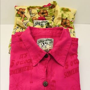 2 Vintage Big Dog Hawaiian Drinking Shirts Sz Med